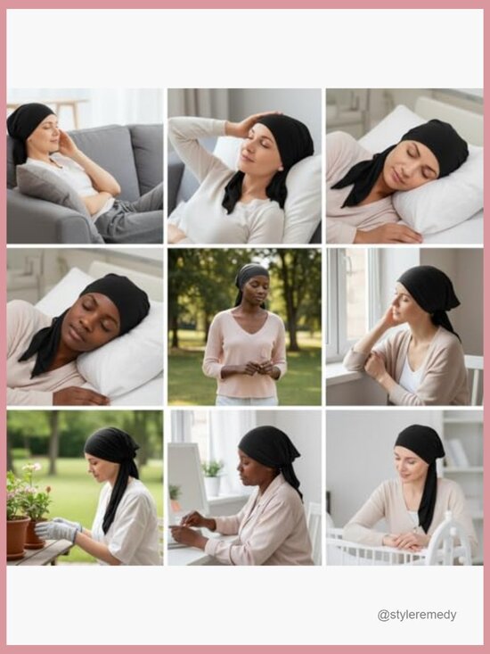 3 Pre Tied Head Scarves Slip On Chemo Beanies Hair Cover Caps main image 6